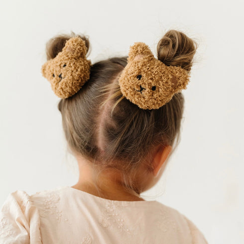 2pk-novelty-clips-teddy-oak Baby Bling Bows clips headbands - Sophia's Style-